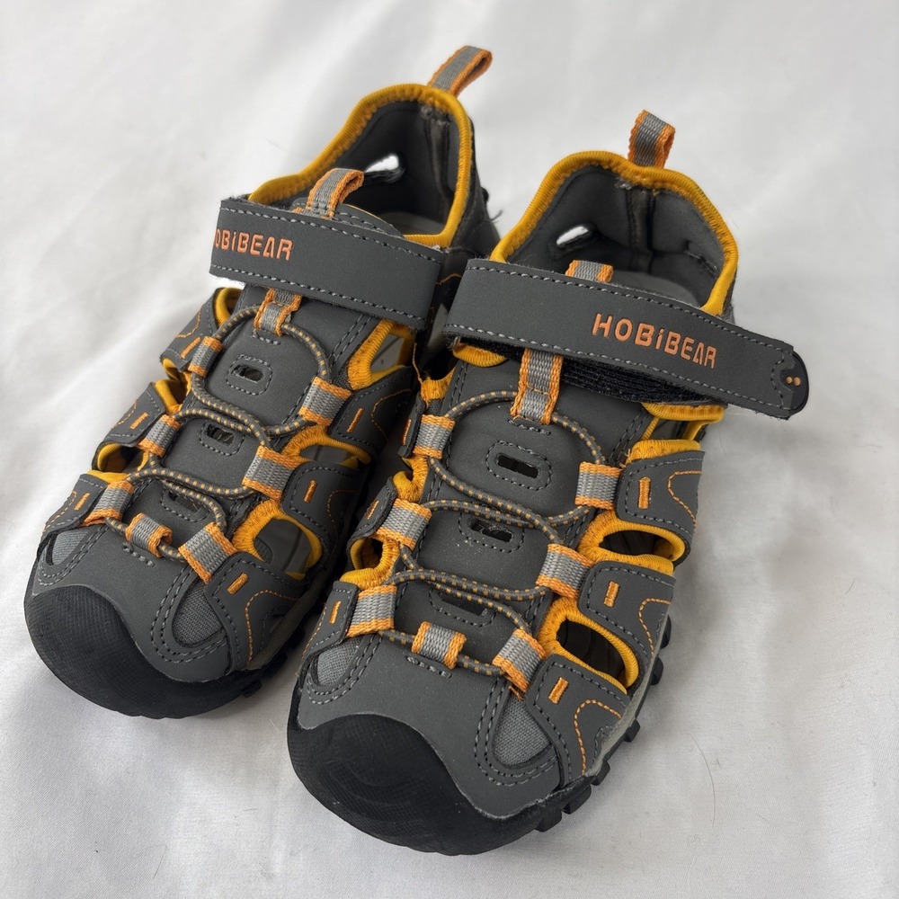 Hobibear Youth Size 1.5 Hiking Sandal Shoes Gray Orange Kids Hook‎ & Loop